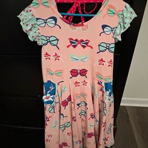 Wildflower Size 10 HTF Stylish Pink Kids Dress w/ matching shorties Fun Patterns